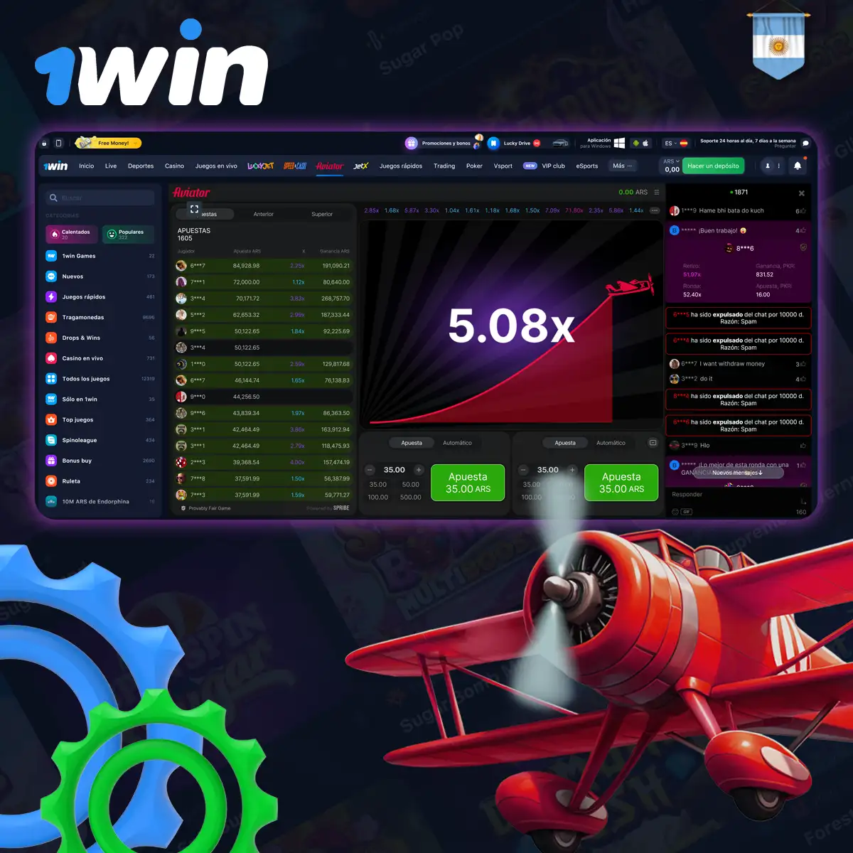 Principales características del 1win Aviator