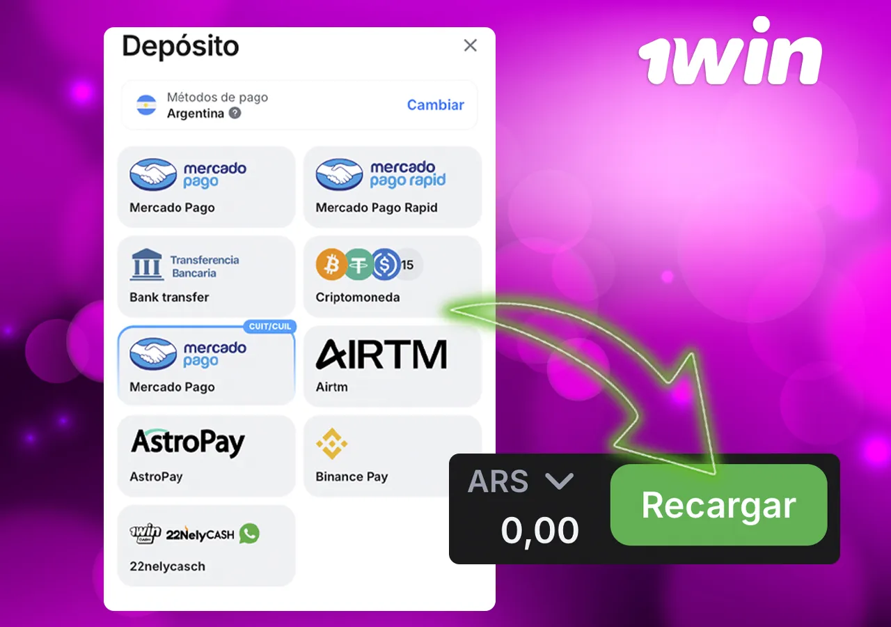 Métodos de pago 1win