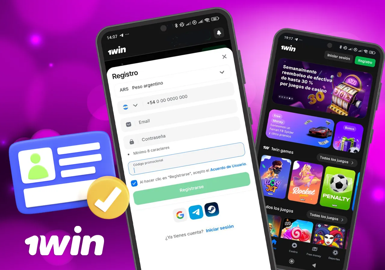 registrarse de la aplicación 1Win